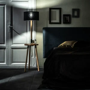 Acrux - Lampada con piano da appoggio compreso di presa USB e ricarica wireless